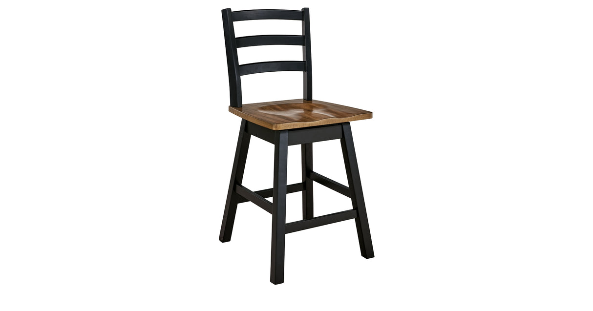 Wildenauer Brown/Black Counter Height Swivel Barstool, Set of 2 from Ashley Furniture - Luna Furniture