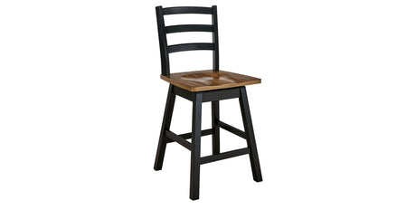 Wildenauer Brown/Black Counter Height Swivel Barstool, Set of 2 from Ashley - Luna Furniture