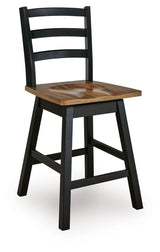 Wildenauer Brown/Black Counter Height Barstool, Set of 2