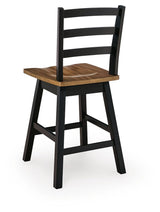 Wildenauer Brown/Black Counter Height Barstool, Set of 2 from Ashley - Luna Furniture