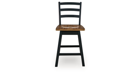 Wildenauer Brown/Black Counter Height Swivel Barstool, Set of 2 from Ashley - Luna Furniture