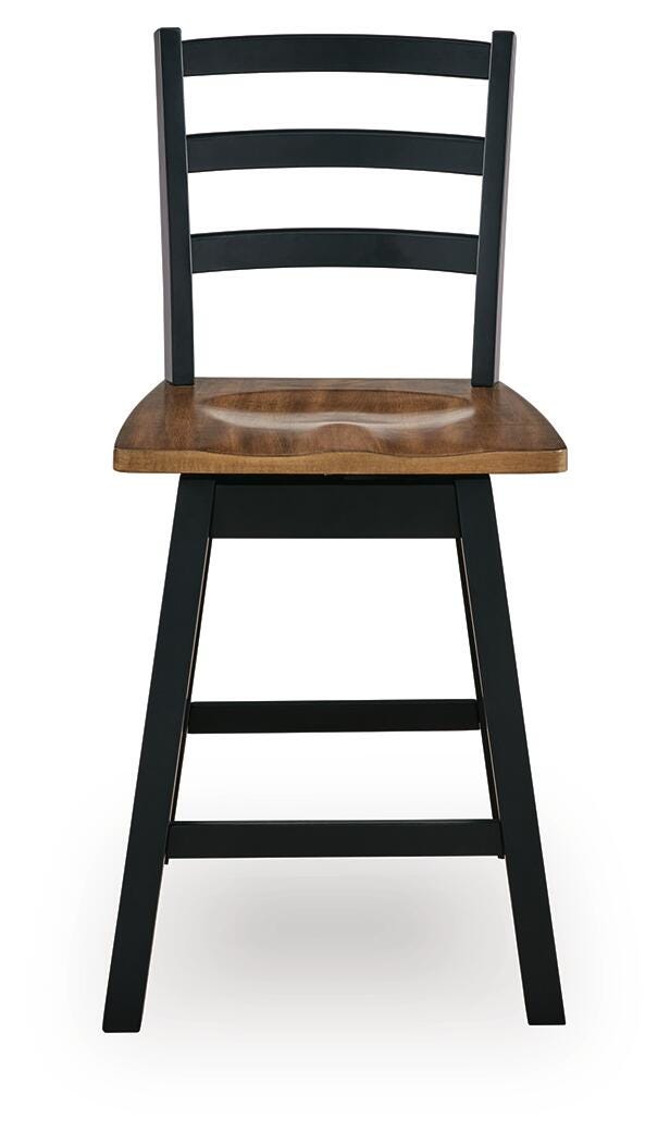 Wildenauer Brown/Black Counter Height Barstool, Set of 2 from Ashley - Luna Furniture