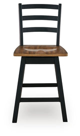 Wildenauer Brown/Black Counter Height Barstool, Set of 2 from Ashley - Luna Furniture