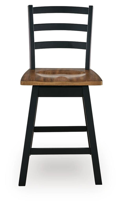 Wildenauer Brown/Black Counter Height Barstool, Set of 2 from Ashley - Luna Furniture
