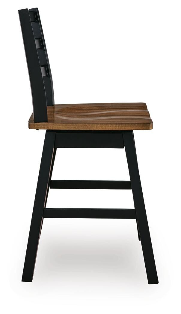 Wildenauer Brown/Black Counter Height Barstool, Set of 2 from Ashley - Luna Furniture