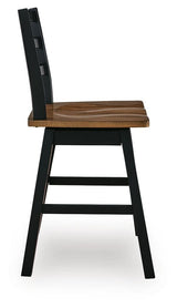 Wildenauer Brown/Black Counter Height Barstool, Set of 2 from Ashley - Luna Furniture