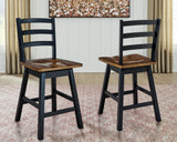 Wildenauer Brown/Black Counter Height Swivel Barstool, Set of 2 from Ashley Furniture - Luna Furniture