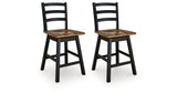 Wildenauer Brown/Black Counter Height Swivel Barstool, Set of 2 from Ashley Furniture - Luna Furniture