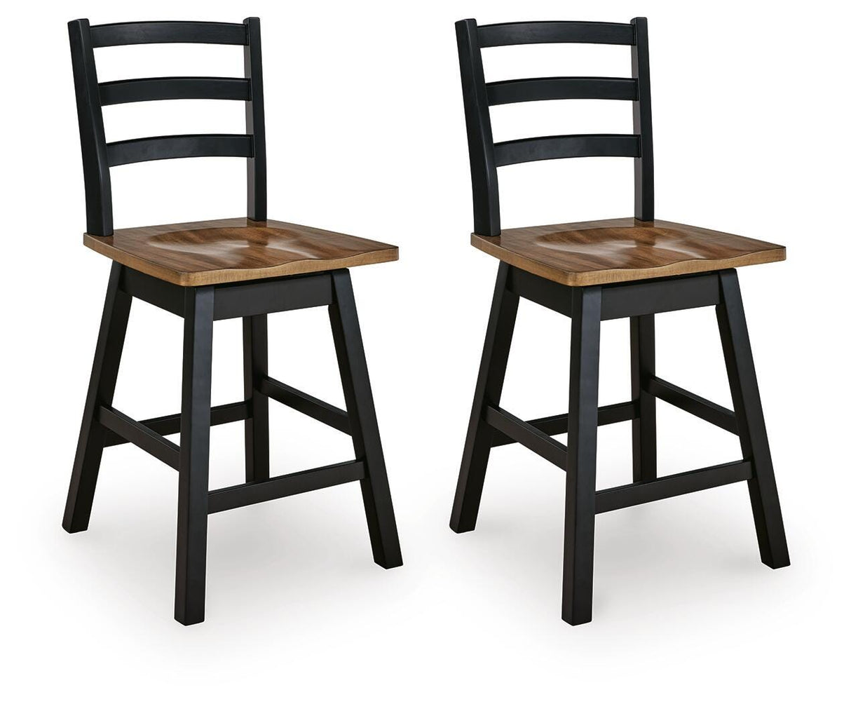 Wildenauer Brown/Black Counter Height Barstool, Set of 2