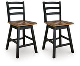 Wildenauer Brown/Black Counter Height Barstool, Set of 2