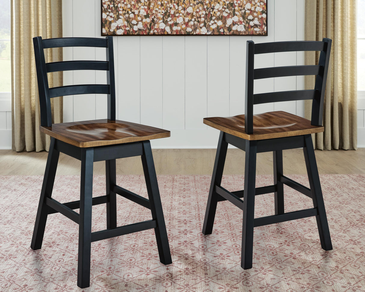 Wildenauer Brown/Black Counter Height Barstool, Set of 2