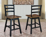 Wildenauer Brown/Black Counter Height Barstool, Set of 2