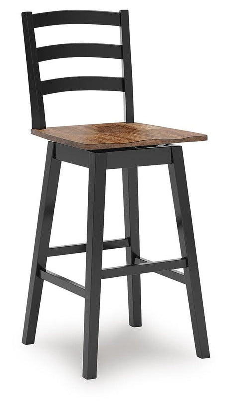 Wildenauer Brown/Black Bar Height Barstool, Set of 2 from Ashley - Luna Furniture