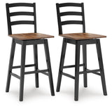 Wildenauer Brown/Black Bar Height Bar Stool, Set of 2 from Ashley Furniture - Luna Furniture