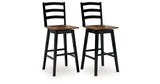 Wildenauer Brown/Black Bar Height Bar Stool, Set of 2 from Ashley Furniture - Luna Furniture