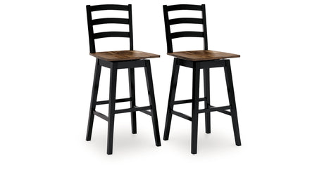Wildenauer Brown/Black Bar Height Bar Stool, Set of 2 from Ashley - Luna Furniture