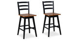 Wildenauer Brown/Black Bar Height Barstool, Set of 2 from Ashley Furniture - Luna Furniture