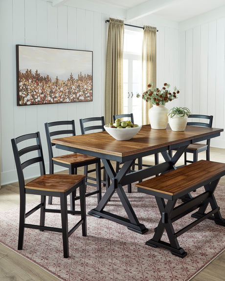Wildenauer Brown/Black Counter Height Set from Ashley - Luna Furniture