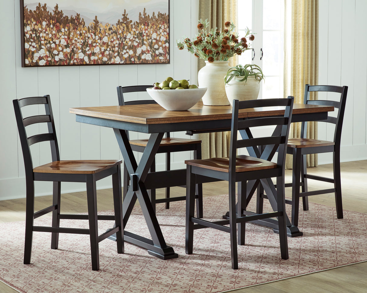 Wildenauer Brown/Black Counter Height Set from Ashley - Luna Furniture