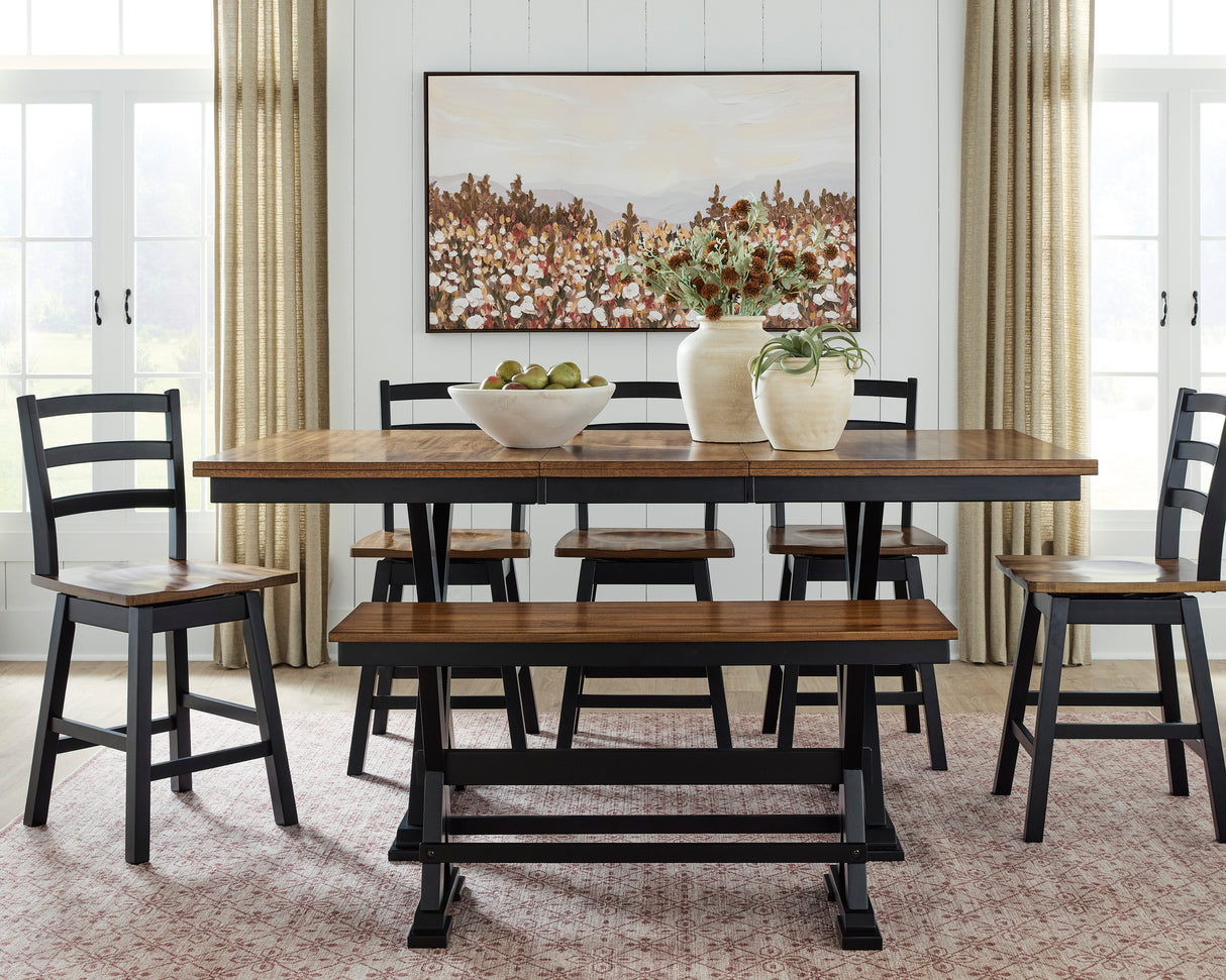 Wildenauer Brown/Black Counter Height Set with Swivel Counter Chairs from Ashley - Luna Furniture