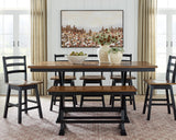 Wildenauer Brown/Black Counter Height Set with Swivel Counter Chairs from Ashley - Luna Furniture