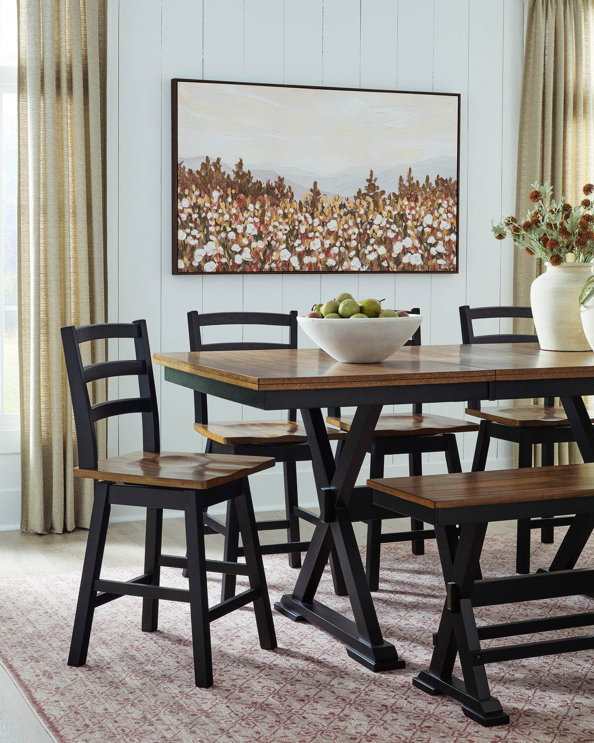 Wildenauer Brown/Black Counter Height Set with Swivel Counter Chairs from Ashley - Luna Furniture