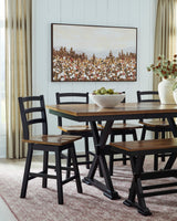 Wildenauer Brown/Black Counter Height Set with Swivel Counter Chairs from Ashley - Luna Furniture