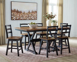 Wildenauer Brown/Black Counter Height Set with Swivel Counter Chairs from Ashley - Luna Furniture