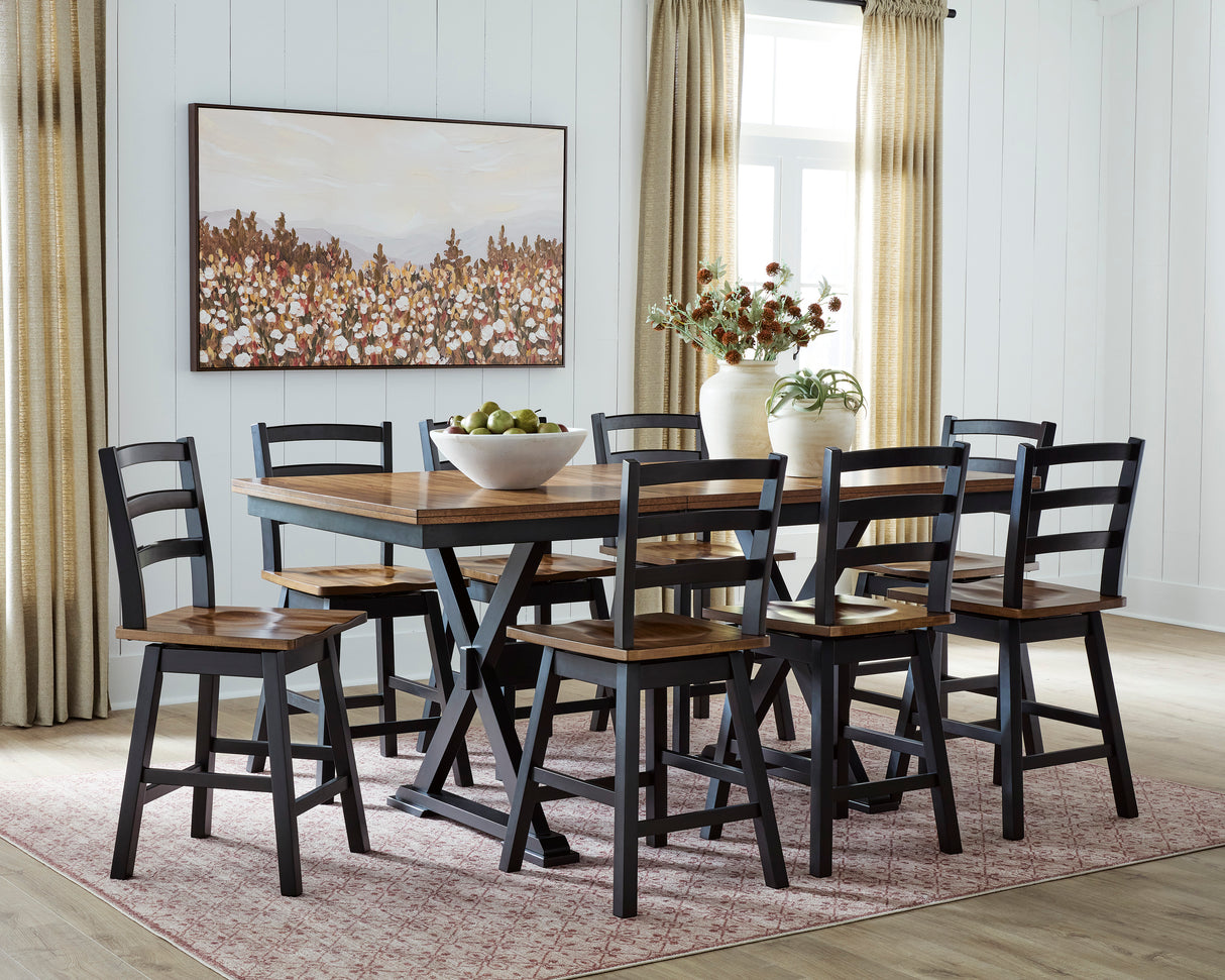 Wildenauer Brown/Black Counter Height Set with Swivel Counter Chairs from Ashley - Luna Furniture