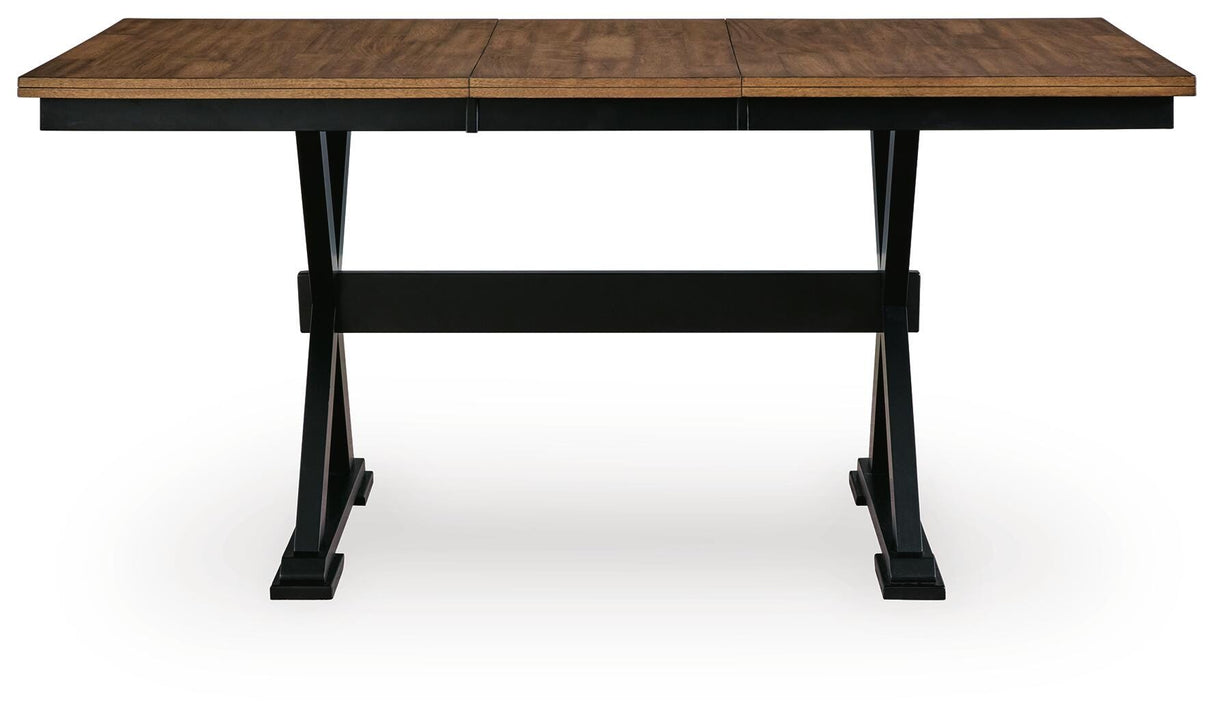 Wildenauer Brown/Black Counter Height Extension Dining Table and 4 Barstools from Ashley - Luna Furniture