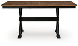 Wildenauer Brown/Black Counter Height Extension Dining Table and 4 Barstools from Ashley - Luna Furniture