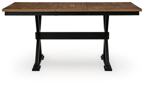 Wildenauer Brown/Black Counter Height Extension Dining Table and 4 Barstools from Ashley - Luna Furniture