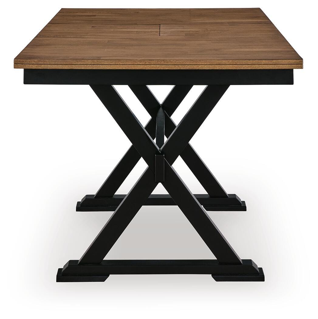 Wildenauer Brown/Black Counter Height Extension Dining Table and 4 Barstools from Ashley - Luna Furniture