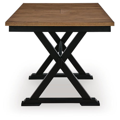 Wildenauer Brown/Black Counter Height Extension Dining Table and 4 Barstools from Ashley - Luna Furniture