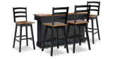 Wildenauer Brown/Black Bar Table and 4 Barstools from Ashley - Luna Furniture