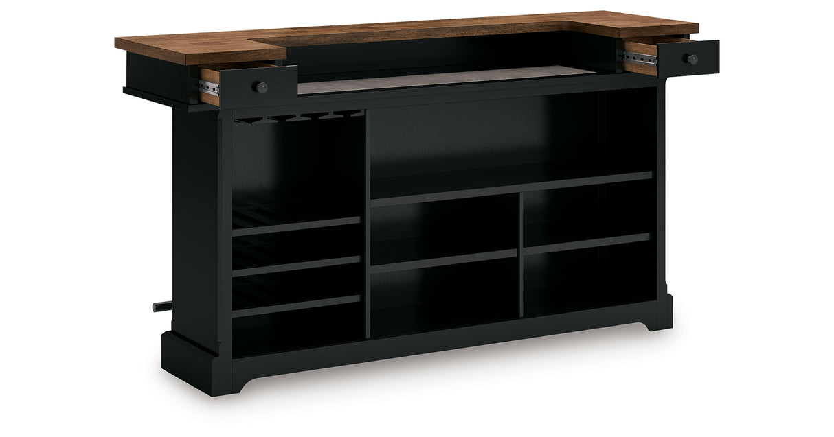 Wildenauer Brown/Black 78" Bar from Ashley Furniture - Luna Furniture