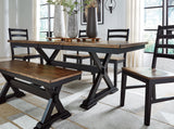 Wildenauer Brown/Black Dining Table and 2 Chairs and Bench from Ashley Furniture - Luna Furniture