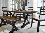 Wildenauer Brown/Black Dining Table with 2 Chairs and Bench from Ashley Furniture - Luna Furniture