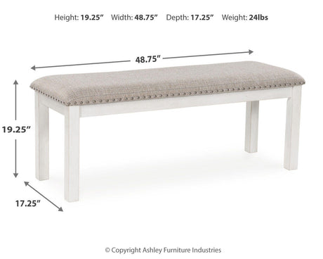 Robbinsdale Dining Table and 6 Chairs and Bench in Antique White from Ashley - Luna Furniture
