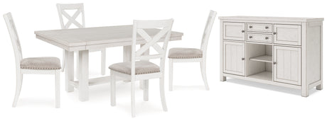 Robbinsdale Dining Table and 8 Chairs with Storage in Antique White from Ashley - Luna Furniture