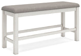 Robbinsdale Antique White Counter Height Dining Table and 6 Barstools and Bench with Storage from Ashley - Luna Furniture