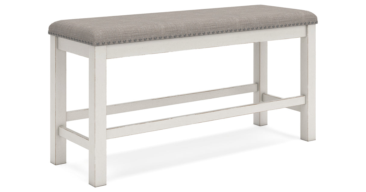 Robbinsdale Counter Height Dining Table and 4 Barstools and Bench in Antique White from Ashley - Luna Furniture