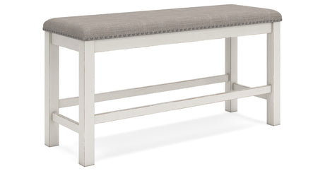 Robbinsdale Antique White 49" Counter Height Dining Bench from Ashley Furniture - Luna Furniture