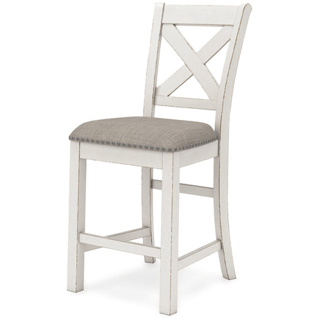 Robbinsdale Counter Height Dining Table and 6 Barstools in Antique White from Ashley Furniture - Luna Furniture