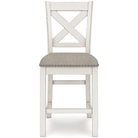 Robbinsdale Counter Height Dining Table and 6 Barstools in Antique White from Ashley Furniture - Luna Furniture