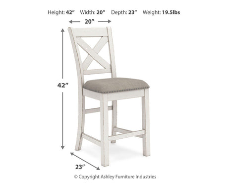 Robbinsdale Counter Height Dining Table and 8 Barstools in Antique White from Ashley Furniture - Luna Furniture