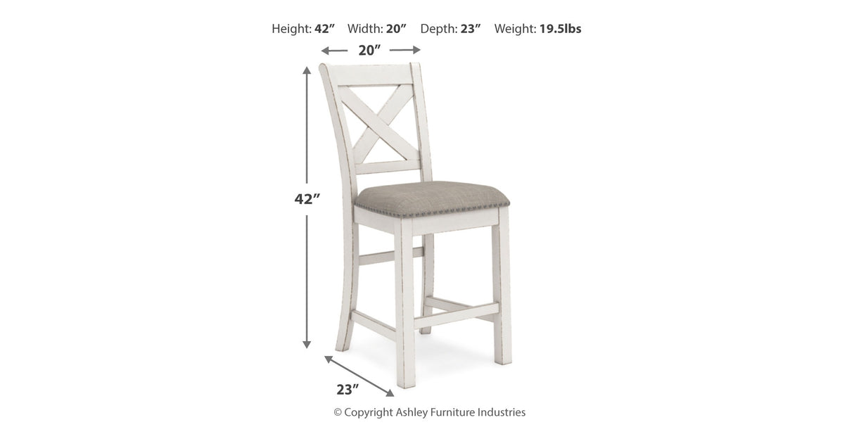 Robbinsdale Counter Height Dining Table and 6 Barstools in Antique White from Ashley - Luna Furniture