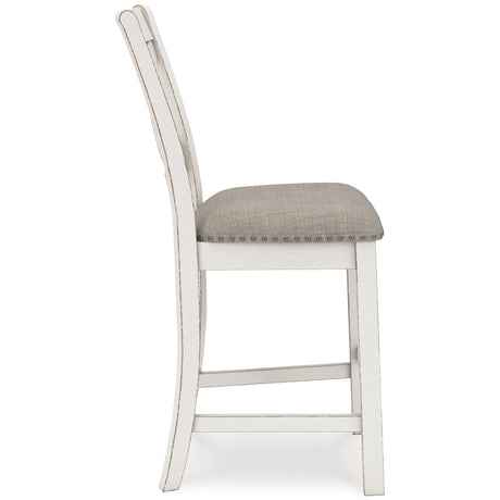 Robbinsdale Counter Height Dining Table and 6 Barstools in Antique White from Ashley Furniture - Luna Furniture