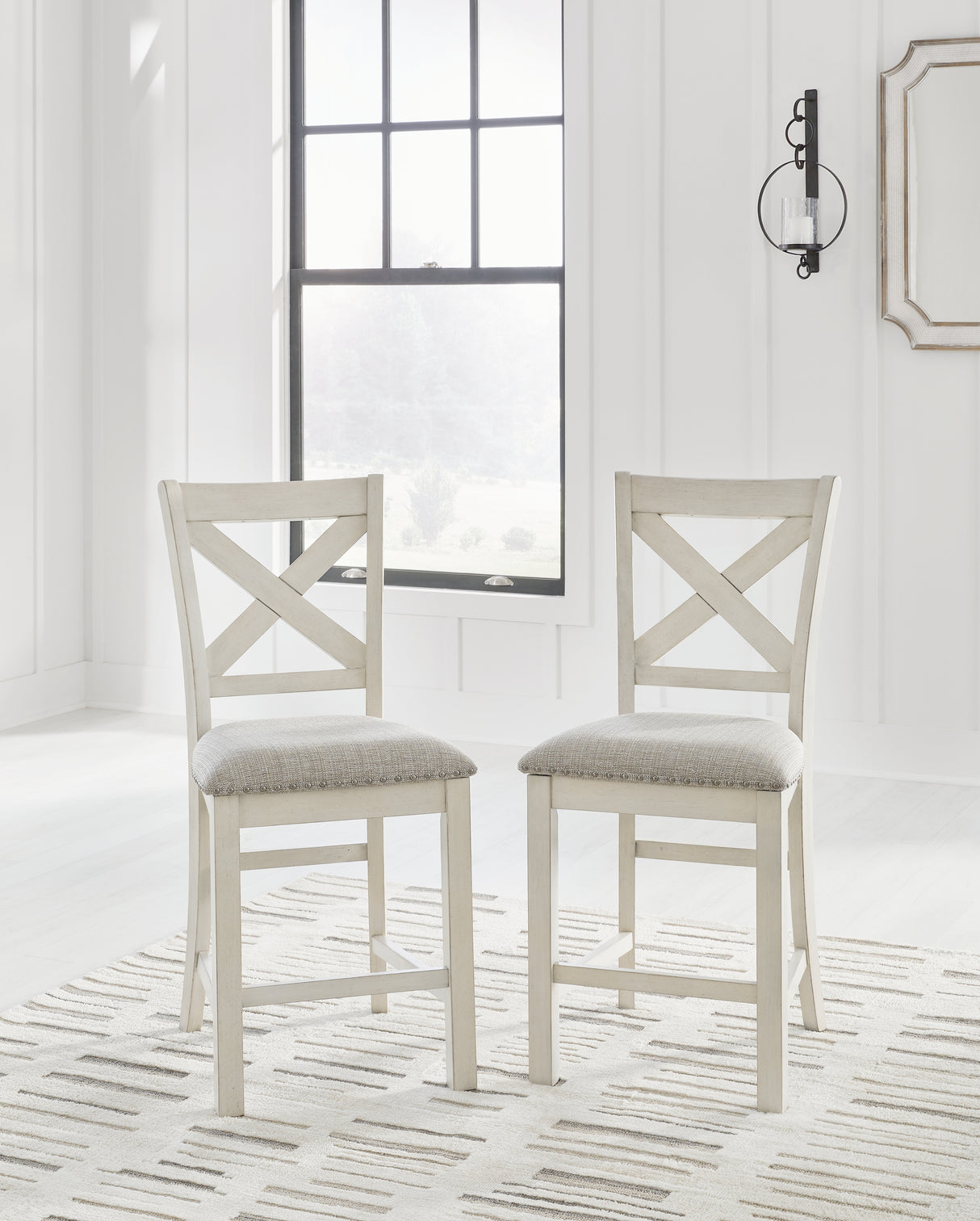 Robbinsdale Counter Height Dining Table and 4 Barstools and Bench in Antique White from Ashley - Luna Furniture