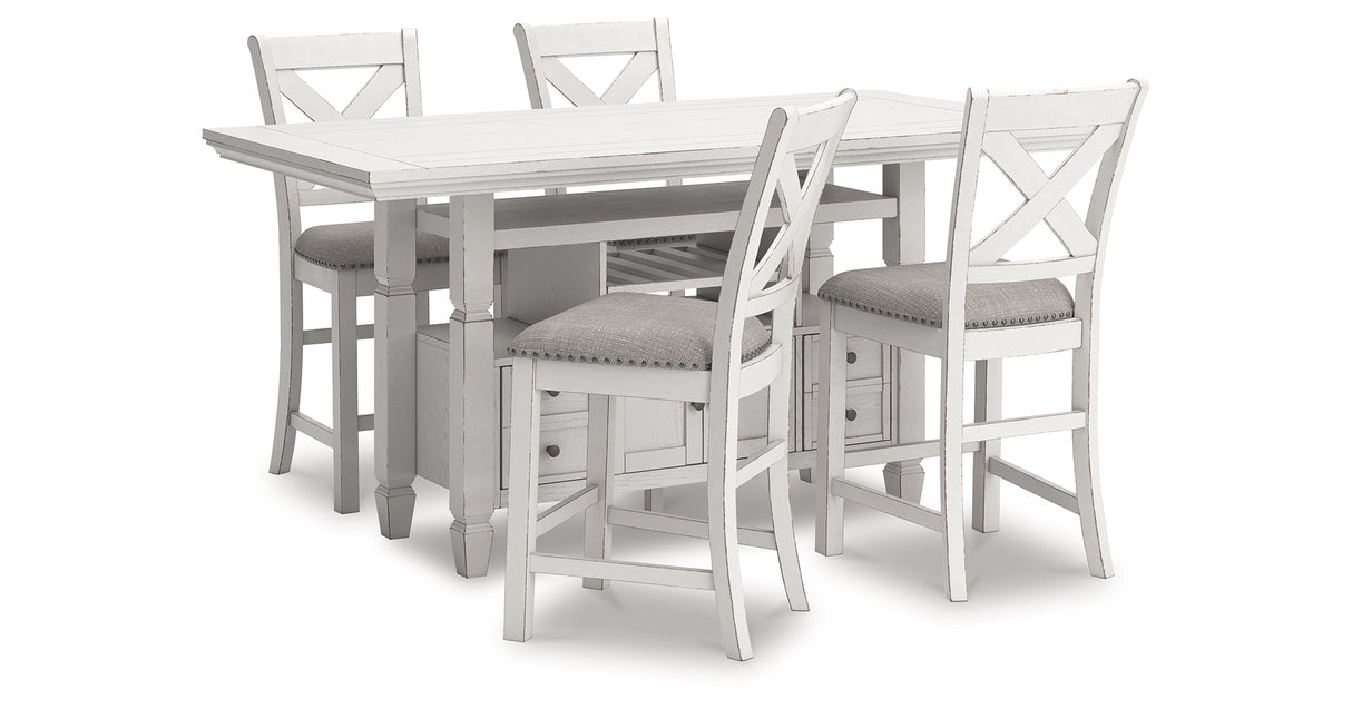 Robbinsdale Counter Height Dining Table and 4 Barstools in Antique White from Ashley - Luna Furniture
